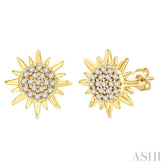 1/8 Ctw Petite Sun Round Cut Diamond Fashion Stud Earrings in 10K Yellow Gold