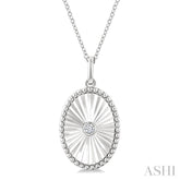 1/20 Ctw Oval fluted medallion Round Cut Diamond Pirouette Pendant With Chain in Sterling Silver