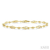 1/4 Ctw Art Deco Lattice Kite Round Cut Diamond Fashion Tennis Bracelet in 10K Yellow Gold