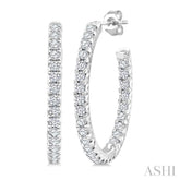3/4 Ctw French Pave Set Round Cut Diamond Fashion Half Hoop Earrings in 14K White Gold