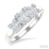 1/2 Ctw Past Present and Future Baguette and Round Cut Diamond Fusion Fashion Ring in 14K White Gold