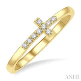 1/10 Ctw Petite Reclining Cross Round Cut Diamond Stackable Fashion Ring in 10K Yellow Gold