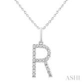 1/10 Ctw Initial 'R' Round Cut Diamond Fashion Pendant With Chain in Sterling Silver