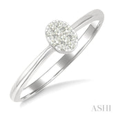 1/10 Ctw Lovebright Petite Oval Shape Round Cut Diamond Fashion Ring in 10K Yellow and White Gold