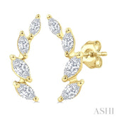 1/2 Ctw Marquise Cut Diamond Leaf Vine Fashion Stud Earrings in 14K Yellow Gold