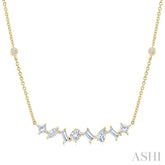 1 1/10 Ctw Mixed Diamond Cut Fashion Station Necklace in 14K Yellow Gold
