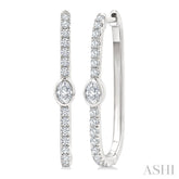 3/8 Ctw Oval and Round Cut Diamond Rectangular Fashion Hoop Earrings in 14K White Gold