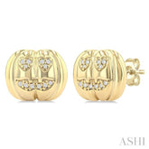 1/10 Ctw Petite Pumpkin Round Cut Diamond Fashion Earrings in 10K Yellow Gold