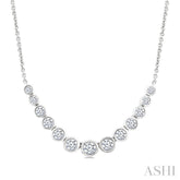 1 Ctw Graduated Bezel Set Round Cut Diamond Smile Necklace in 14K White Gold