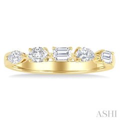 1/2 Ctw Mixed Shape Diamond Cut Fashion Band in 14K Yellow Gold