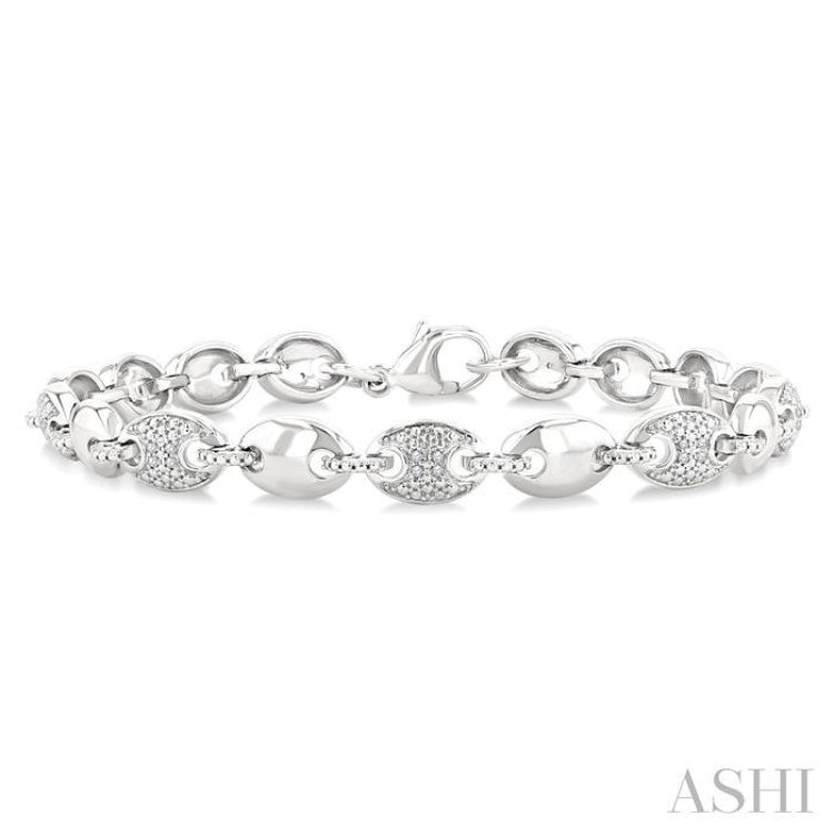 1/10 Ctw Mariner Link Round Cut Diamond Bracelet in Sterling Silver