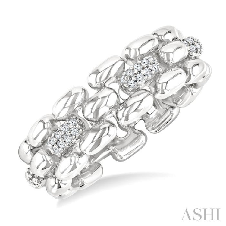 1/10 Ctw Bold Panther Link Round Cut Diamond Fashion Ring in Sterling Silver