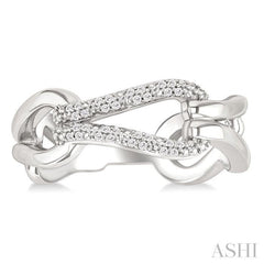 1/10 Ctw Round Cut Diamond Bold Knot Link Fashion Ring in Sterling Silver