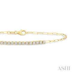 1/2 Ctw Round Cut Diamond Paperclip Chain Bracelet in 14K Yellow Gold