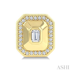 1/3 Ctw Open Window Octagon and Round Cut Golden Glow Diamond Fashion Stud Earrings in 14K Yellow Gold