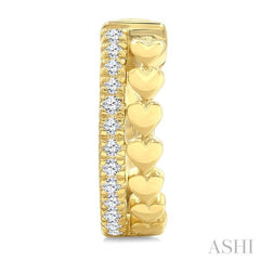 1/10 Ctw Round Cut Diamond Heart Petite Huggie Earrings in 10K Yellow Gold