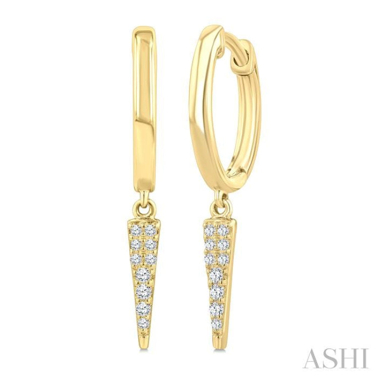 1/10 Ctw Round Cut Diamond Spike Petite Huggie Earrings in 10K Yellow Gold