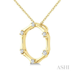 1/10 Ctw Petite Bamboo Shoot Inspired Round Cut Diamond Fashion Pendant With Chain in 10K Yellow Gold