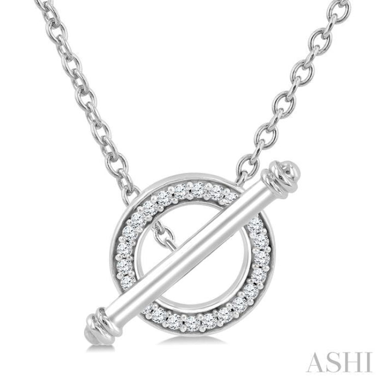 1/8 Ctw Circle Toggle Round Cut Diamond Fashion Necklace in 10K White Gold