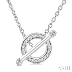 1/8 Ctw Circle Toggle Round Cut Diamond Fashion Necklace in 10K White Gold