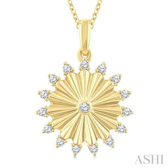 1/5 Ctw Round Cut Diamond Circle Fluted Fashion Pendant With Chain in 10K Yellow Gold
