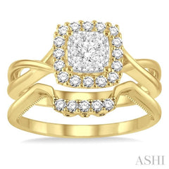 1/2 Ctw Diamond Lovebright Wedding Set with 1/2 Ctw Engagement Ring and 1/20 Ctw Wedding Band in 14K Yellow and White Gold