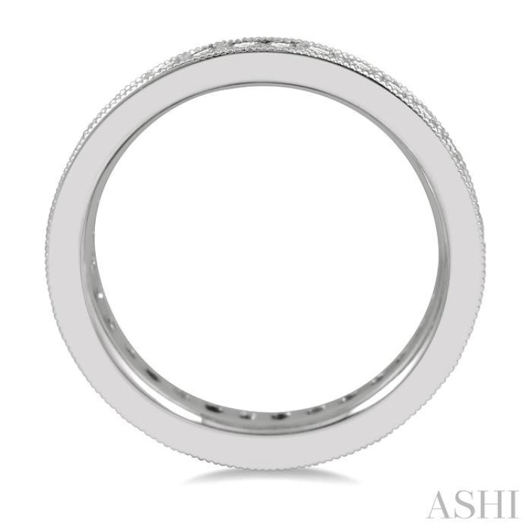 1 Ctw Milgrain Bordered Round Cut Diamond Eternity Wedding Band in 14K White Gold