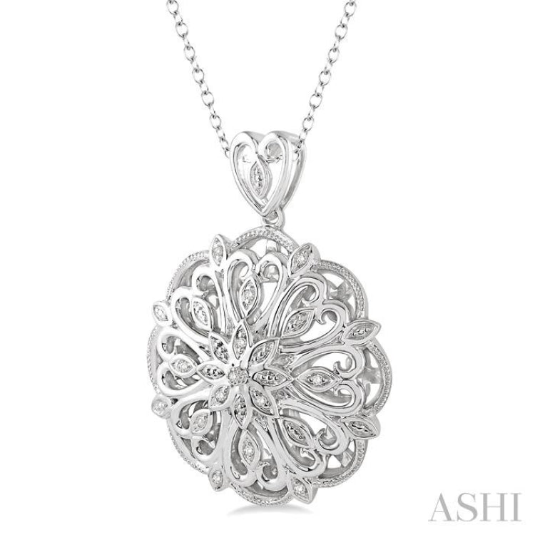 1/20 Ctw Snowflake Round Cut Diamond Fashion Pendant with Chain in Sterling Silver
