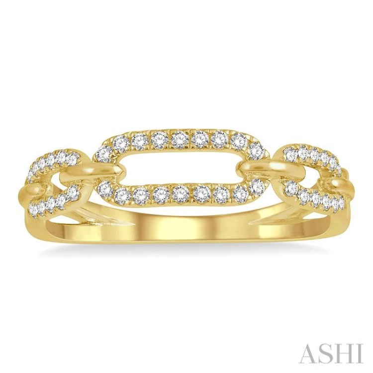 1/5 Ctw Round Cut Diamond Paperclip Ladies Ring in 14K Yellow Gold