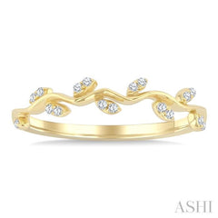 1/10 Ctw Round Cut Diamond Leaf Stackable Band in 10K Yellow Gold