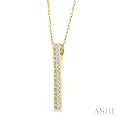 1/6 Ctw Pyramid Round Cut Diamond Bar Pendant With Chain in 14K Yellow Gold
