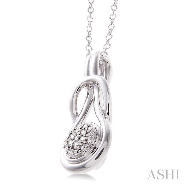 1/50 Ctw Round Cut Diamond Fashion Pendant in Sterling Silver with Chain