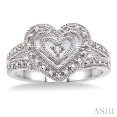 1/20 Ctw Heart Shape Round Cut Diamond Ring in Sterling Silver