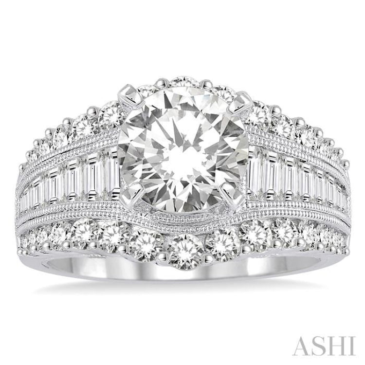 1 1/2 Ctw Diamond Semi-Mount Engagement Ring in 14K White Gold