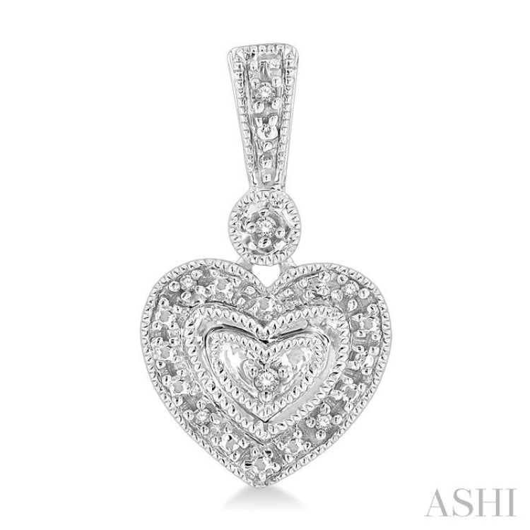 1/20 Ctw Heart Shape Round Cut Diamond Earrings in Sterling Silver