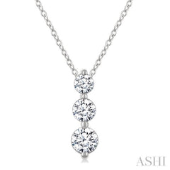1/2 Ctw Round Cut Diamond Three-Stone Snowman Pendant With Chain in 14K White Gold