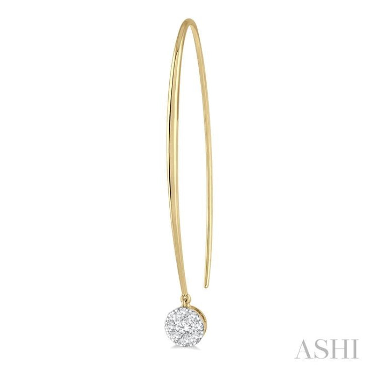 1/2 Ctw Round Dangler Lovebright Diamond Earrings in 14K Yellow and White Gold
