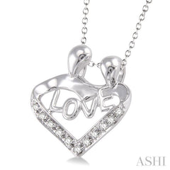 1/20 Ctw Round Cut Diamond Child & Mom Pendant in Sterling Silver with Chain