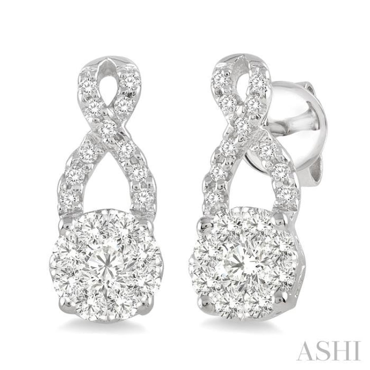 1/2 Ctw Lovebright Round Cut Diamond Earrings in 14K White Gold