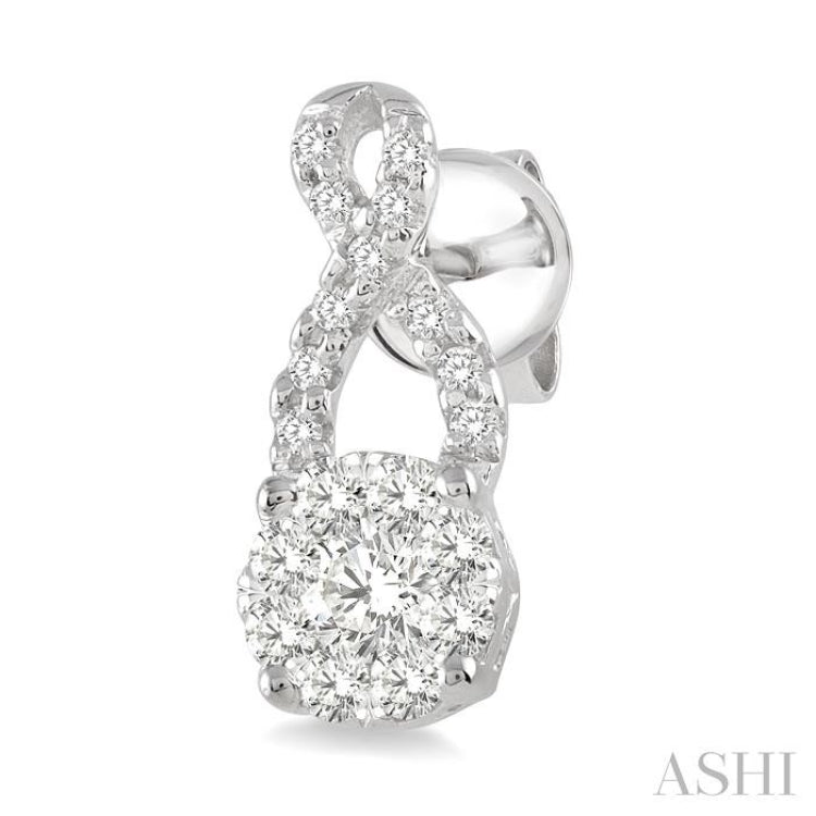 1/2 Ctw Lovebright Round Cut Diamond Earrings in 14K White Gold