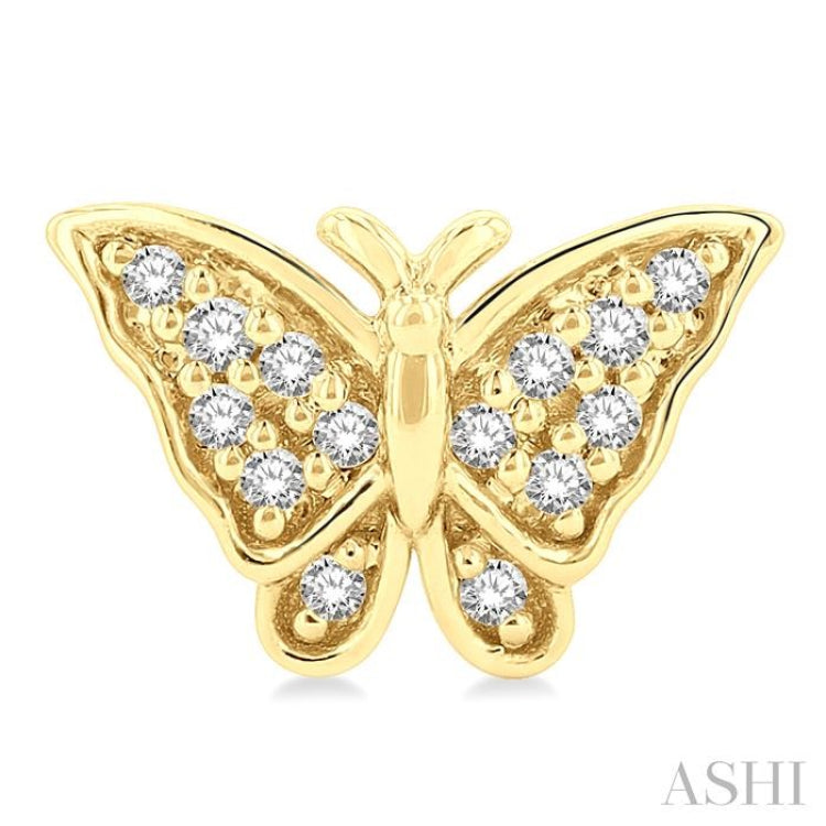 1/10 Ctw Petite Butterfly Round Cut Diamond Fashion Stud Earrings in 10K Yellow Gold