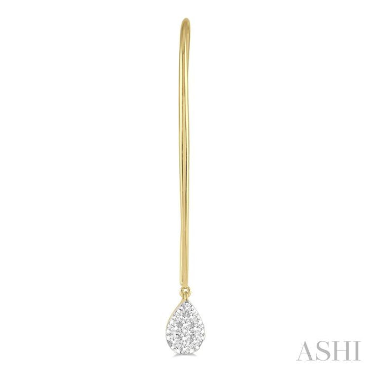 1/3 Ctw Pear Shape Dangler Lovebright Round Cut Diamond Earrings in 14K Yellow and White Gold