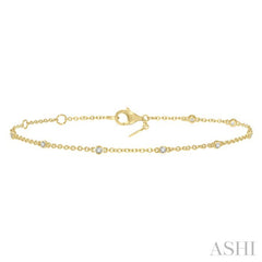 1/6 Ctw Circular Mount Round Cut Diamond Station Bracelet in 10K Yellow Gold