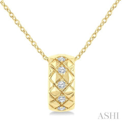 1/10 Ctw Bold Diagonal Crisscross Round Cut Golden Glow Diamond Fashion Pendant With Chain in 10K Yellow Gold