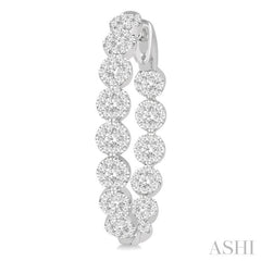 2 Ctw Circular Link Lovebright In-Out Round Cut Diamond Hoop Earrings in 14K White Gold
