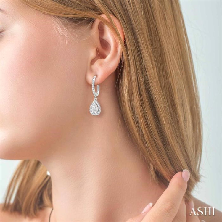 5/8 Ctw Pear Shape Diamond Lovebright Earrings in 14K White Gold