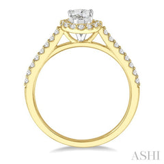 3/8 Ctw Diamond Ladies Engagement Ring with 1/4 Ct Oval Cut Center Stone in 14K Yellow and White Gold