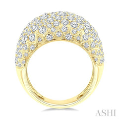 3 1/3 Ctw Round Cut Diamond Fashion Dome Ring in 14K Yellow Gold