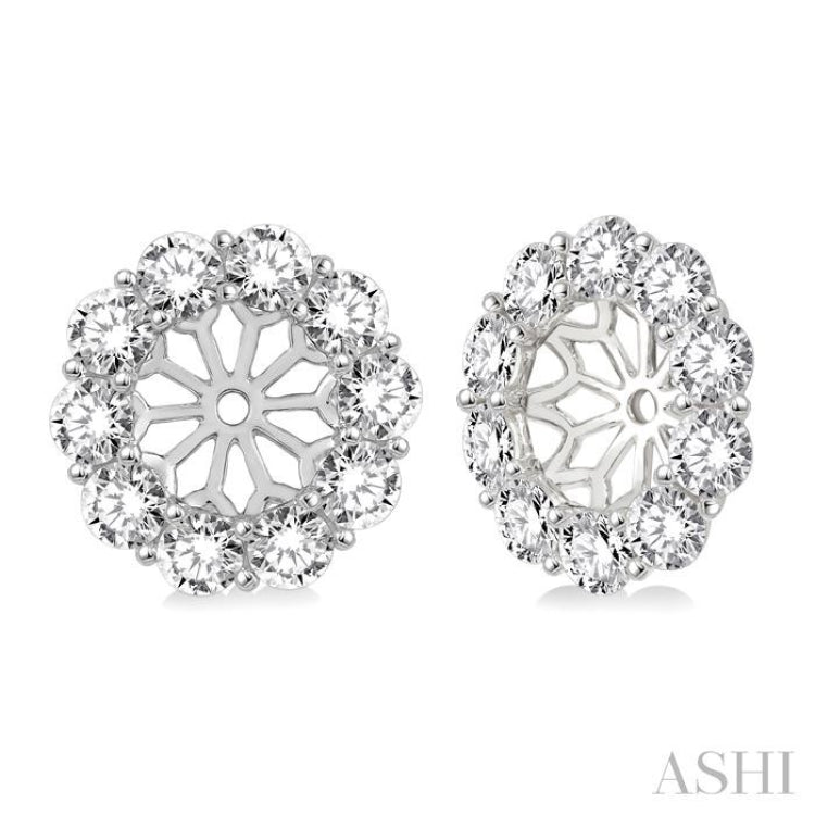 1 1/2 Ctw Round Cut Diamond Earrings Jacket in 14K White Gold
