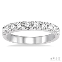 1 Ctw Round Cut Diamond Wedding Band in 14K White Gold